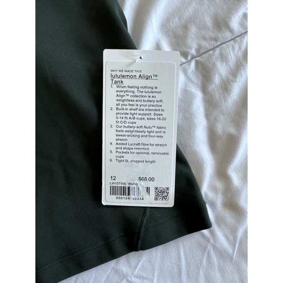 New Lululemon Align Tank Top Size 12 Rainforest Green Bra A/B Cup NWT - Picture 2 of 6